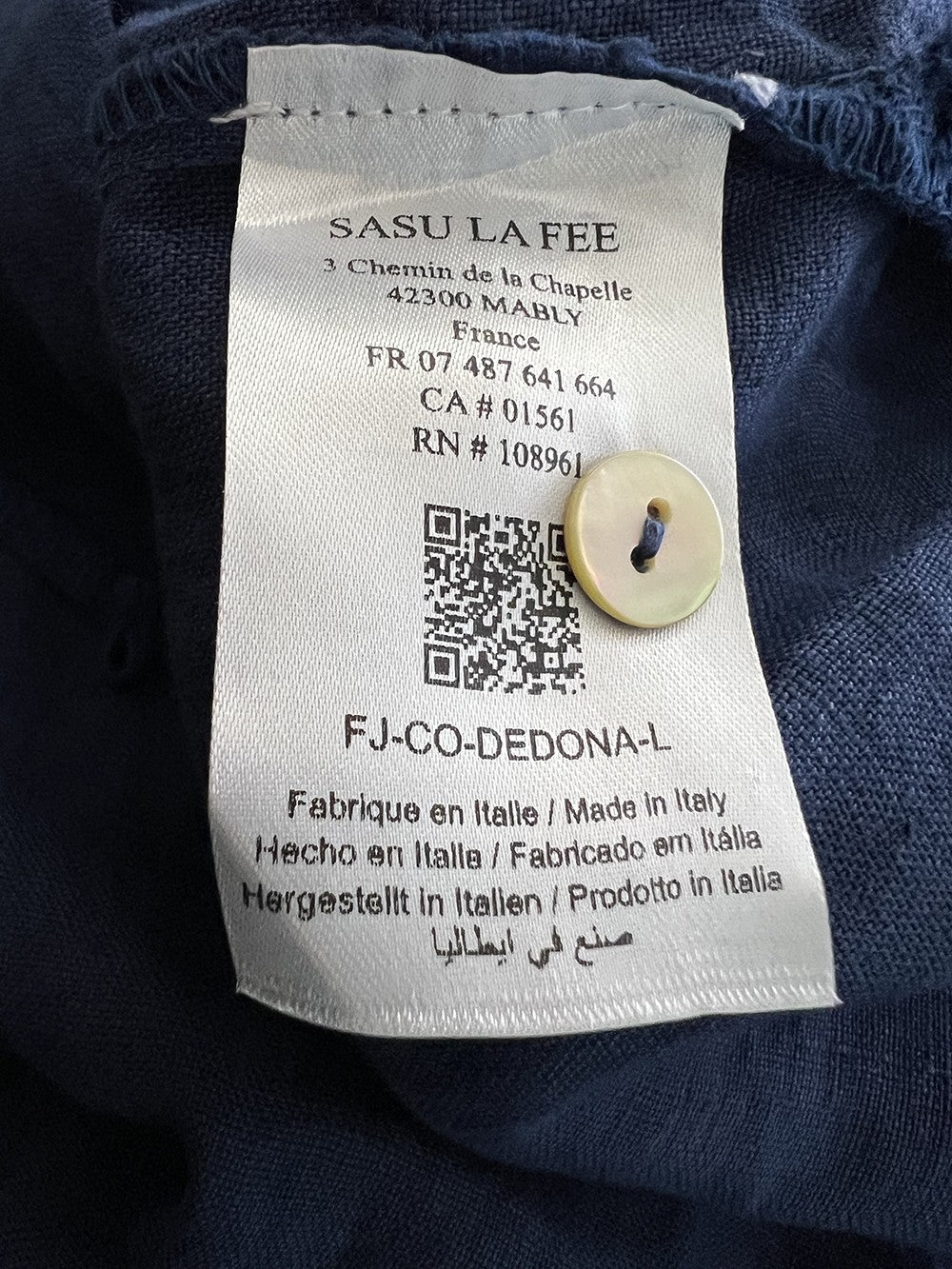 LA FEE MARABOUTEE tuta lino blu  DEDONA-L  MADE IN ITALY