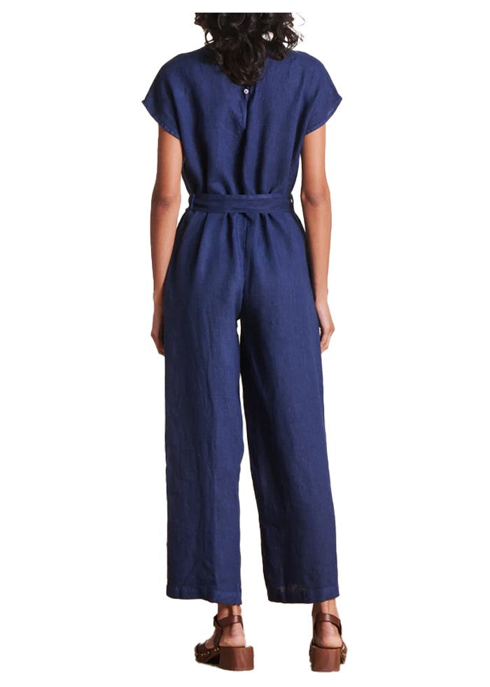 LA FEE MARABOUTEE tuta lino blu  DEDONA-L  MADE IN ITALY