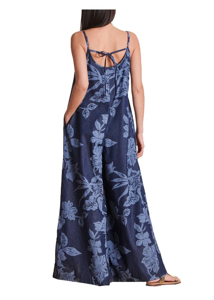 LA FEE MARABOUTEE tuta donna palazzo denim leggero DIDART-J 100% cotone MADE IN ITALY