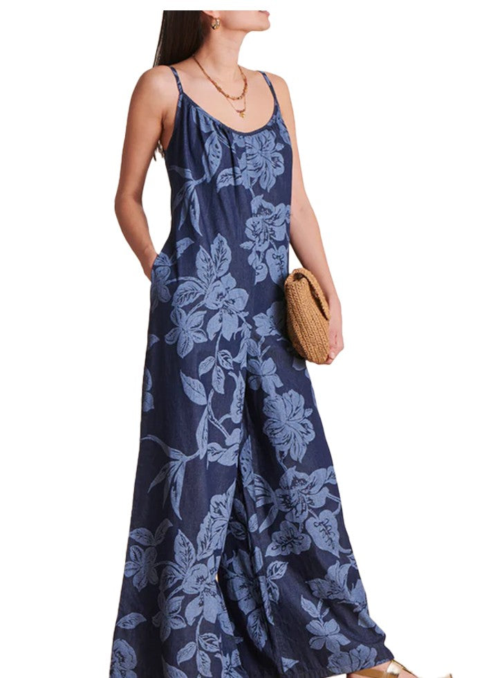 LA FEE MARABOUTEE tuta donna palazzo denim leggero DIDART-J 100% cotone MADE IN ITALY