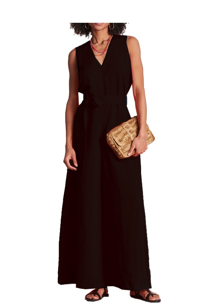 LA FEE MARABOUTEE tuta donna nera palazzo LOMEE-V MADE IN ITALY