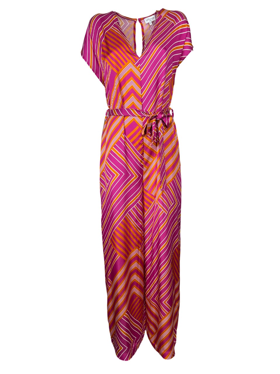 LA FEE MARABOUTEE tuta donna fantasia geometrica fuxia/arancio/bianco SEDONA-B  MADE IN ITALY