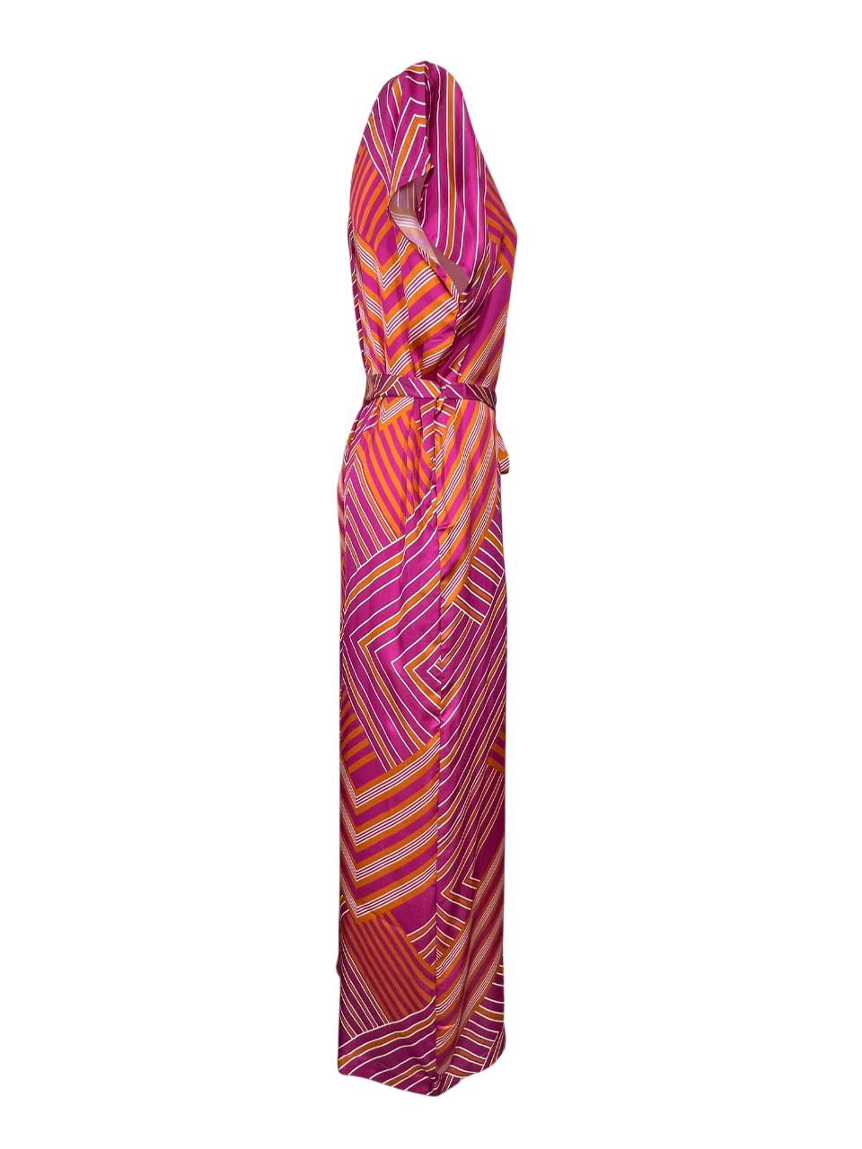 LA FEE MARABOUTEE tuta donna fantasia geometrica fuxia/arancio/bianco SEDONA-B  MADE IN ITALY