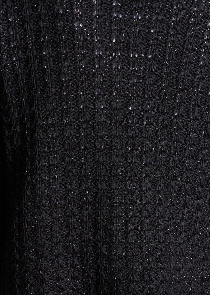 LA FEE MARABOUTEE cardigan donna senza bottoni nero/lurex nero DORILA