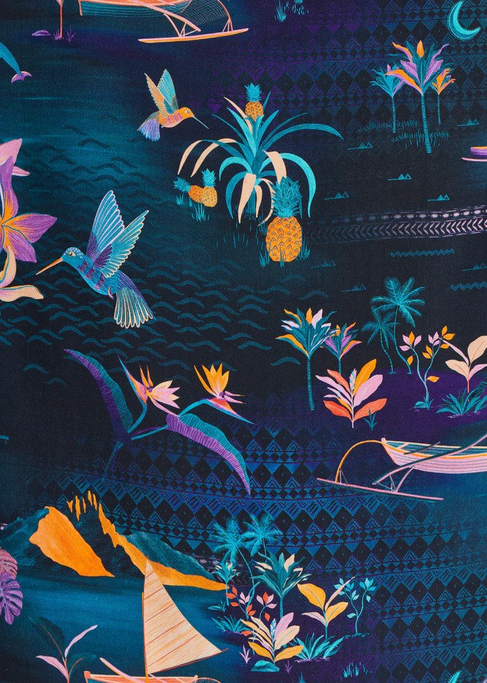 LA FEE MARABOUTEE blusa donna fantasia petrolio multicolor DAMIAN-C MADE IN ITALY