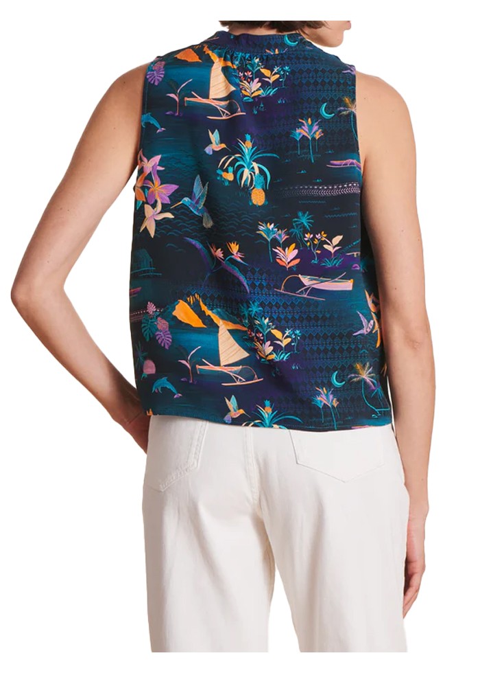 LA FEE MARABOUTEE blusa donna fantasia petrolio multicolor DAMIAN-C MADE IN ITALY