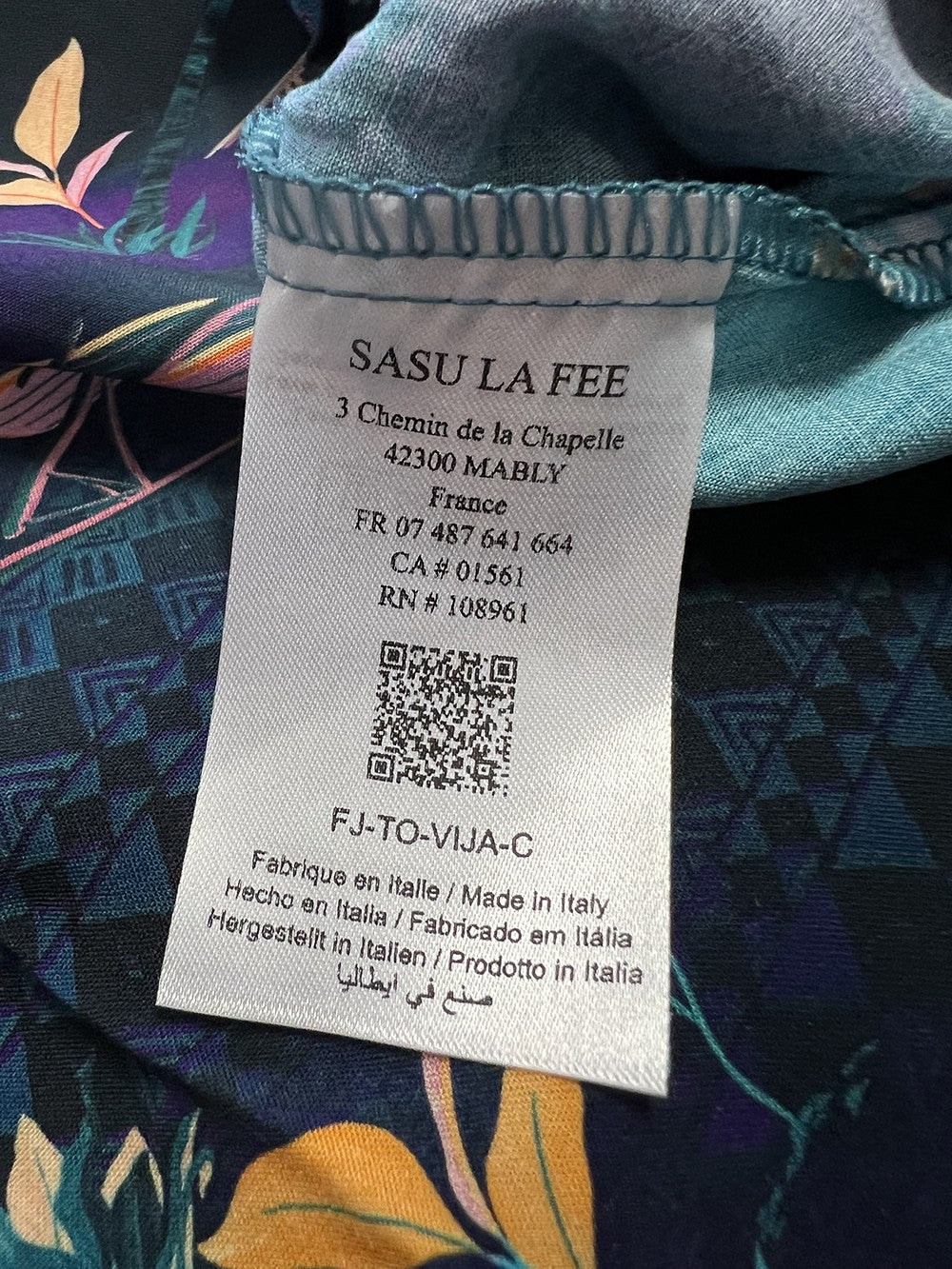 LA FEE MARABOUTEE blusa donna fantasia petrolio multicolor VIJA-C MADE IN ITALY