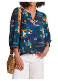 LA FEE MARABOUTEE blusa donna fantasia petrolio multicolor VIJA-C MADE IN ITALY