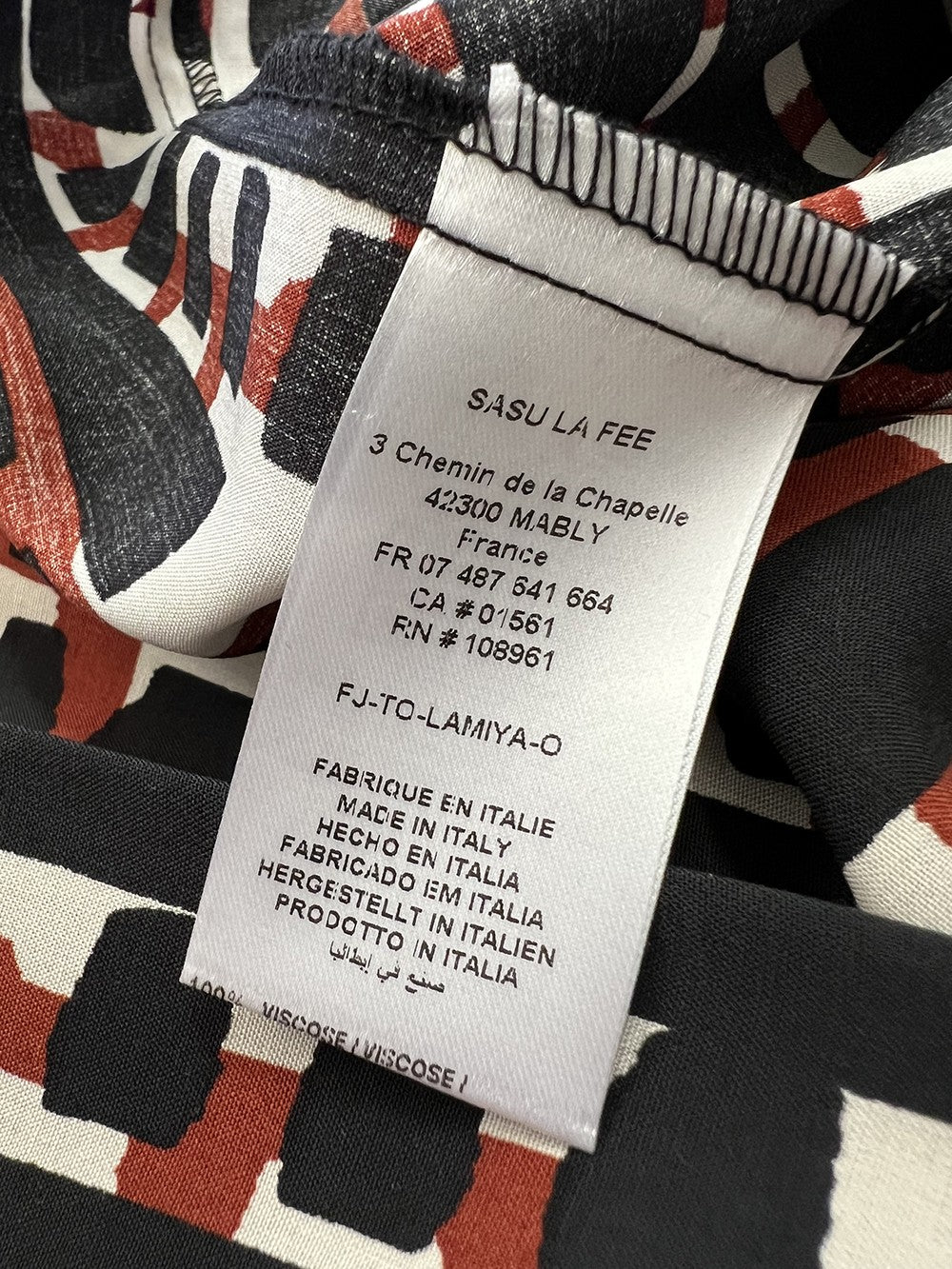 LA FEE MARABOUTEE blusa donna fantasia nero/coccio LAMIYA-O MADE IN ITALY