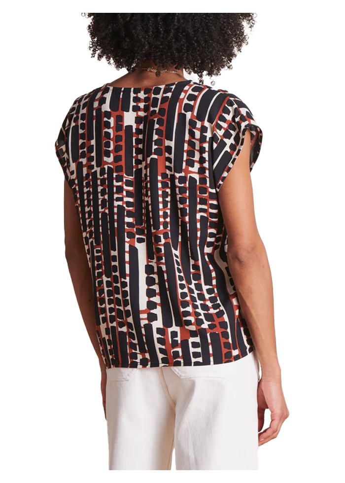 LA FEE MARABOUTEE blusa donna fantasia nero/coccio LAMIYA-O MADE IN ITALY