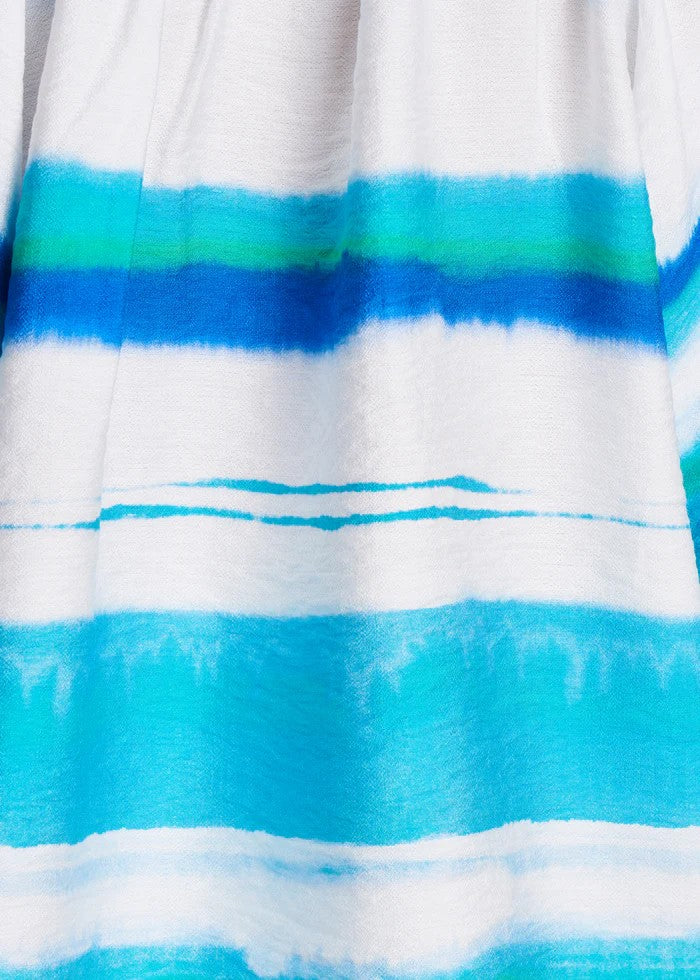 LA FEE MARABOUTEE blusa donna a scatola fantasia righe blu/azzurro DIOSMA-B MADE IN ITALY