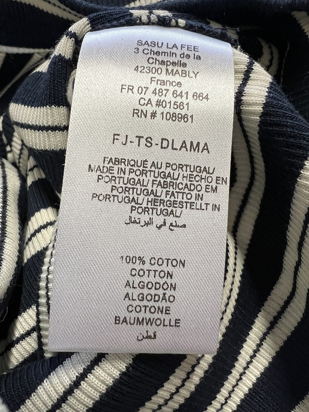 LA FEE MARABOUTEE t-shirt donna slim righe ecru/blu DLAMA 100% cotone ecologico