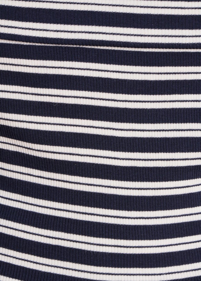 LA FEE MARABOUTEE t-shirt donna slim righe ecru/blu DLAMA 100% cotone ecologico