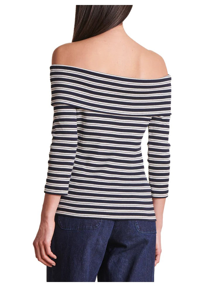 LA FEE MARABOUTEE t-shirt donna slim righe ecru/blu DLAMA 100% cotone ecologico