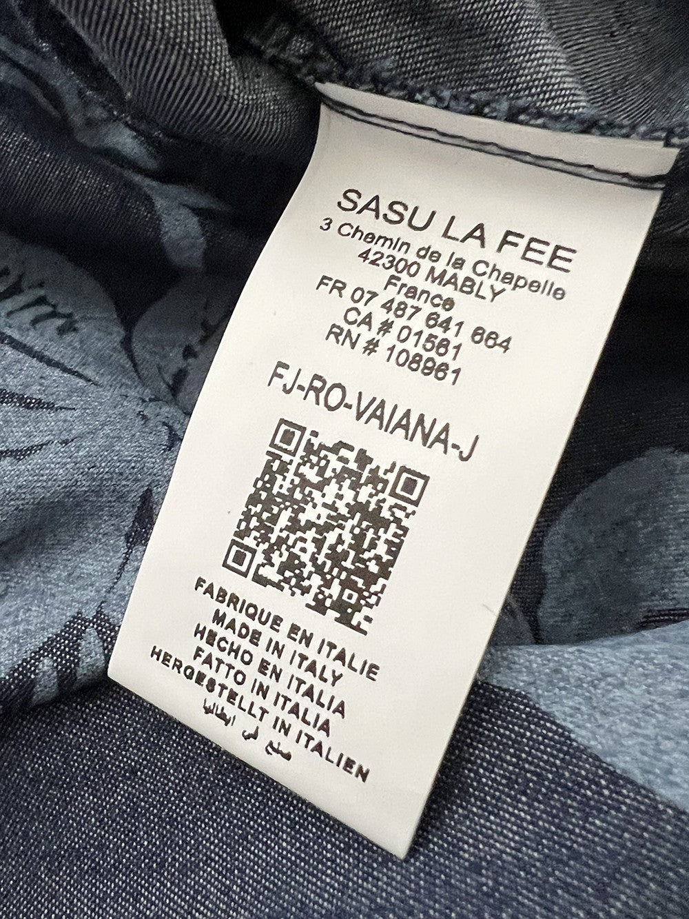 LA FEE MARABOUTEE abito donna denim leggero stampa floreale chiara VAIANA-J MADE IN ITALY