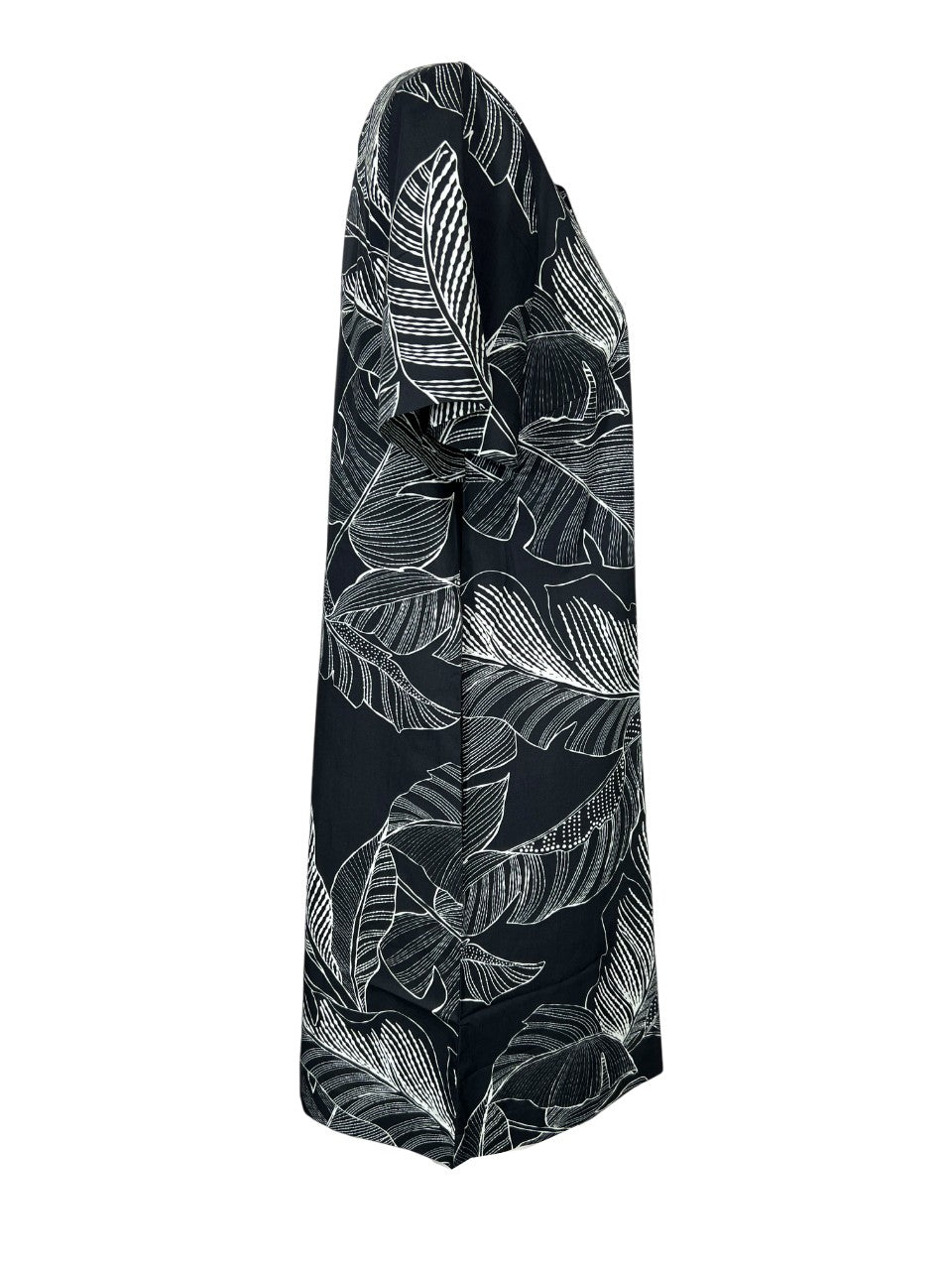 LA FEE MARABOUTEE abito fantasia foglie nero/bianco POMPEI-F MADE IN ITALY