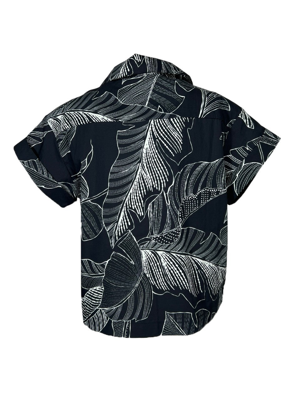 LA FEE MARABOUTEE camicia crop fantasia foglie nero/bianco DELIR-F MADE IN ITALY