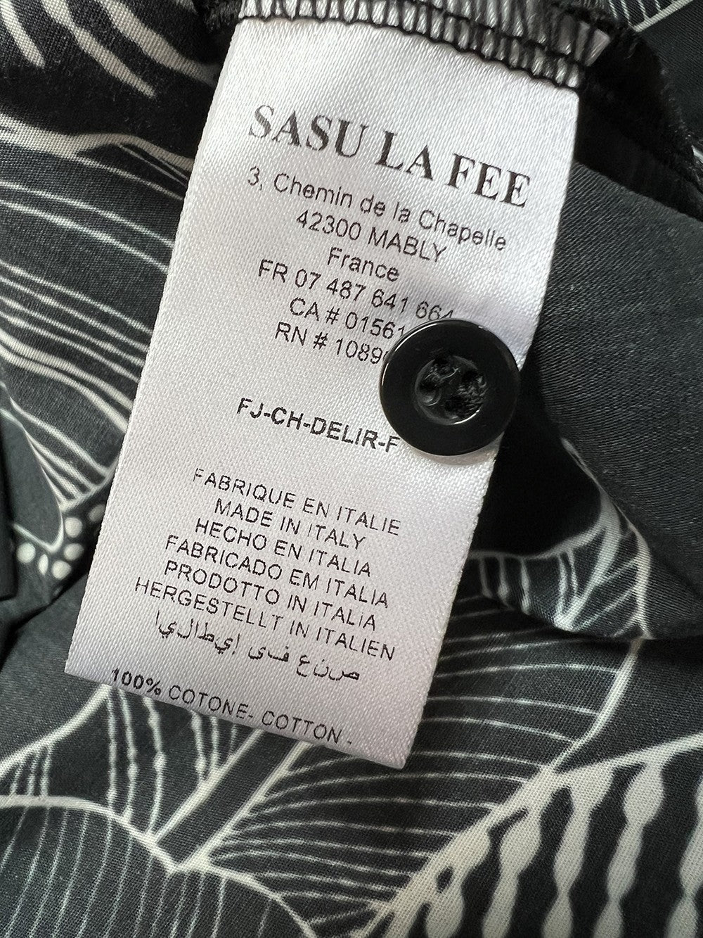 LA FEE MARABOUTEE camicia crop fantasia foglie nero/bianco DELIR-F MADE IN ITALY