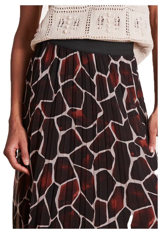 LA FEE MARABOUTEE gonna donna plisse voile stampa animalier marrone RATIA - C MADE IN ITALY