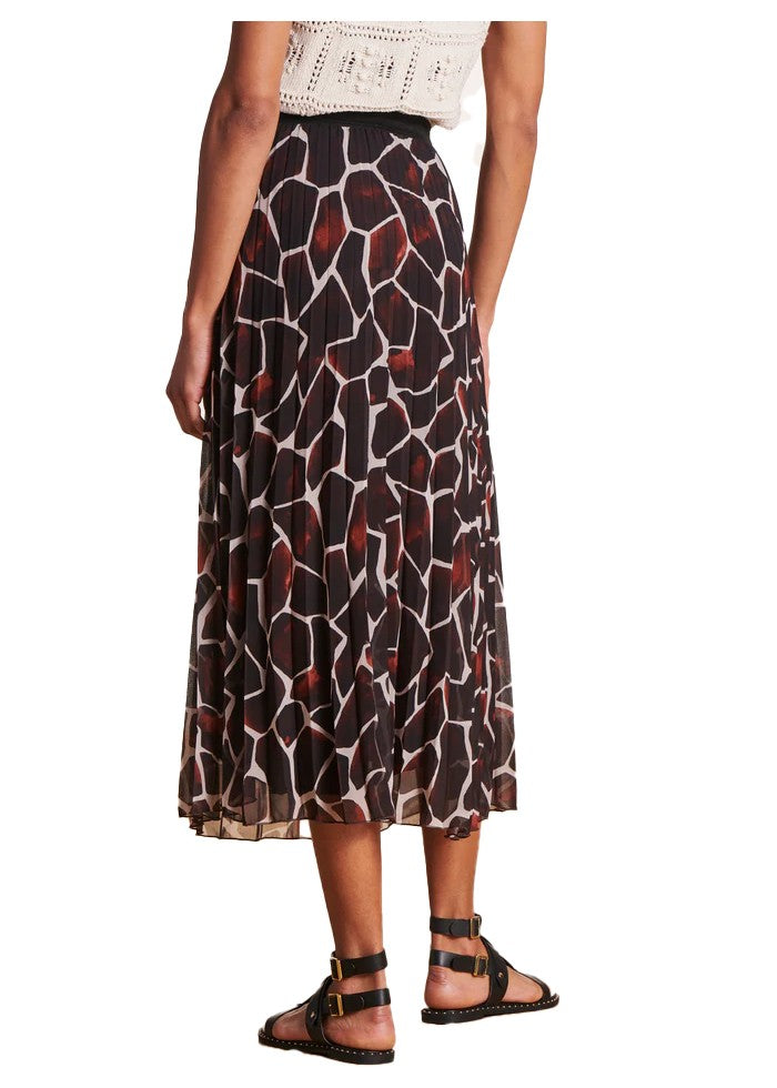 LA FEE MARABOUTEE gonna donna plisse voile stampa animalier marrone RATIA - C MADE IN ITALY