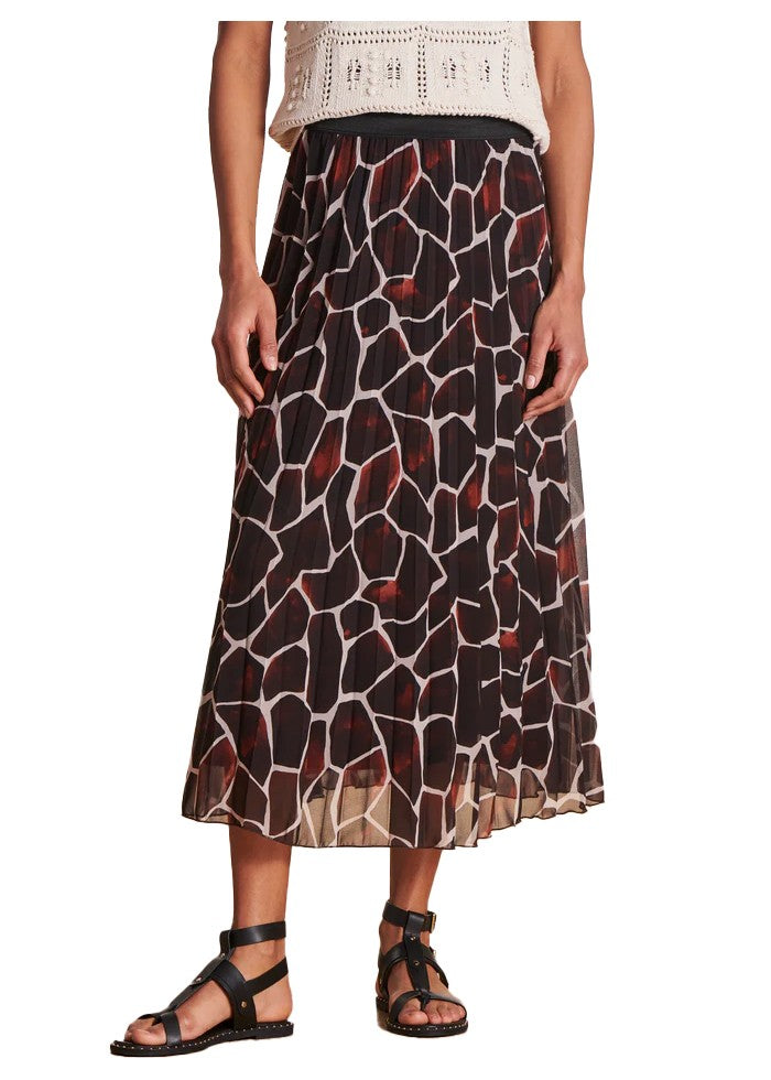 LA FEE MARABOUTEE gonna donna plisse voile stampa animalier marrone RATIA - C MADE IN ITALY