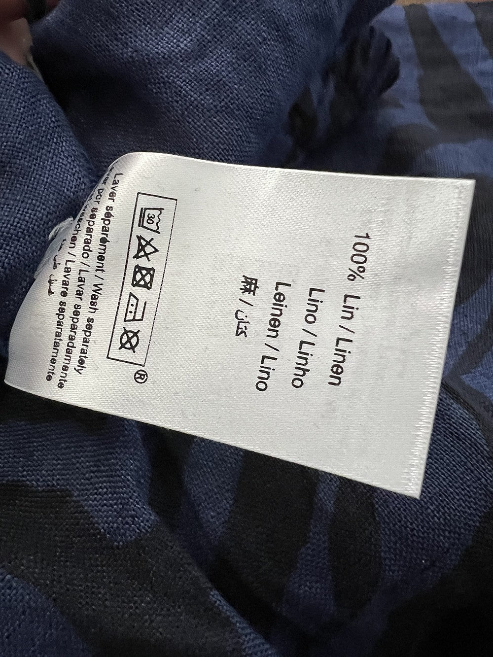 LA FEE MARABOUTEE pantalone lino blu stampa animalier nera PACOA-W  MADE IN ITALY