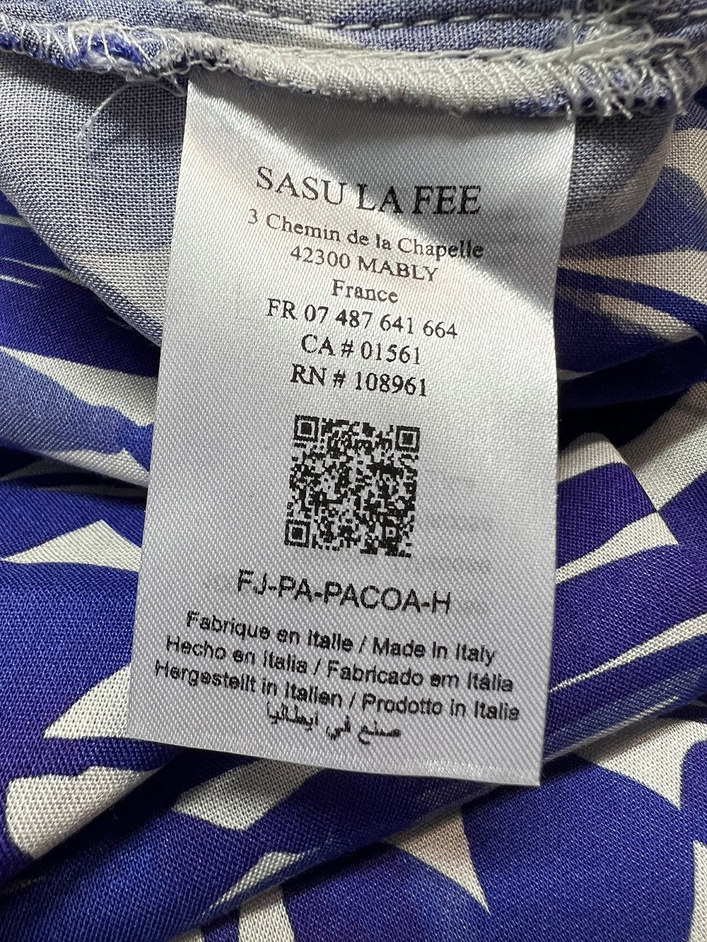 LA FEE MARABOUTEE pantalone donna palazzo bluette/panna PACOA - H MADE IN ITALY