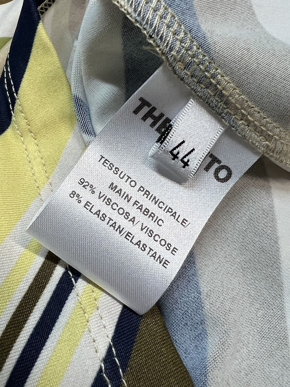 THE ABITO MILANO maglia donna svasata over righe diagonali beige/lime/verde BL08JS MADE IN ITALY