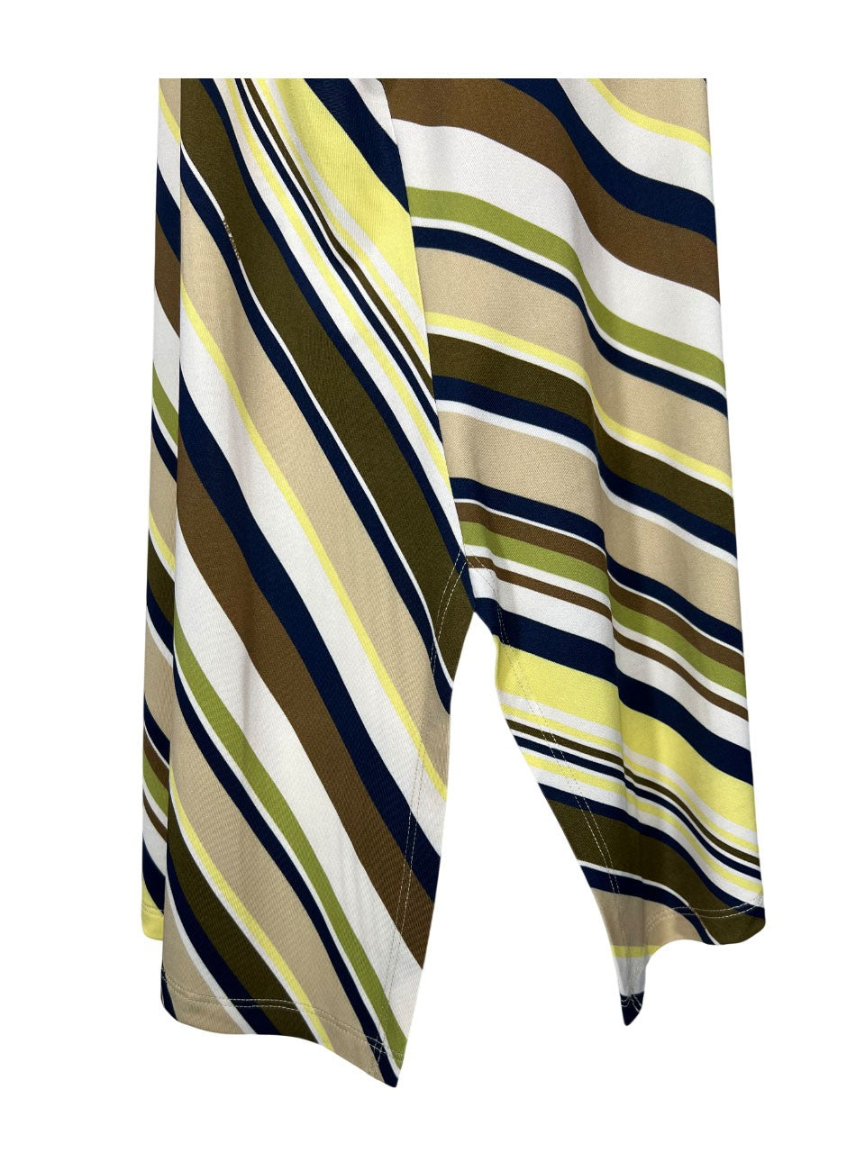 THE ABITO MILANO maglia donna svasata over righe diagonali beige/lime/verde BL08JS MADE IN ITALY