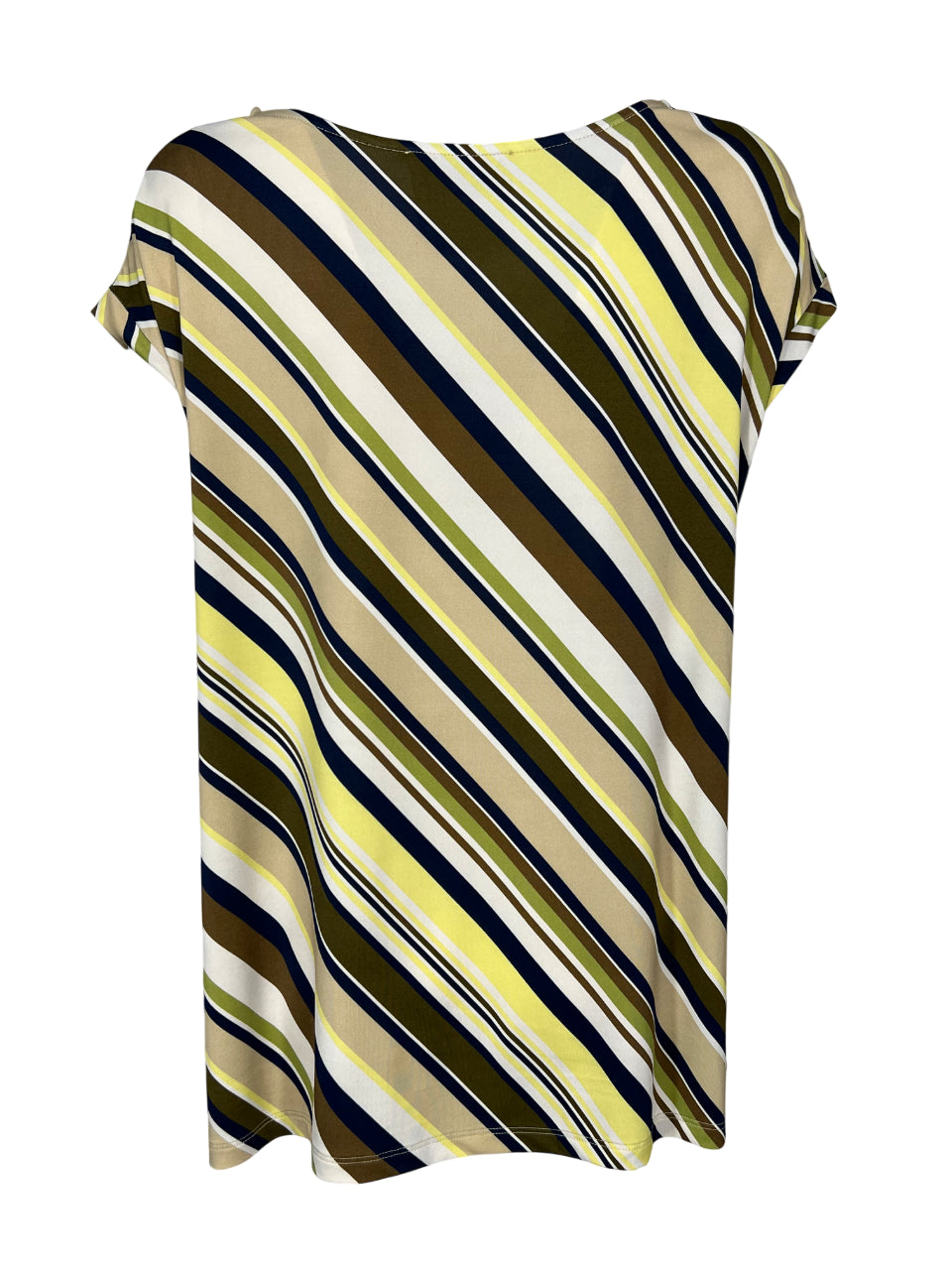 THE ABITO MILANO maglia donna svasata over righe diagonali beige/lime/verde BL08JS MADE IN ITALY