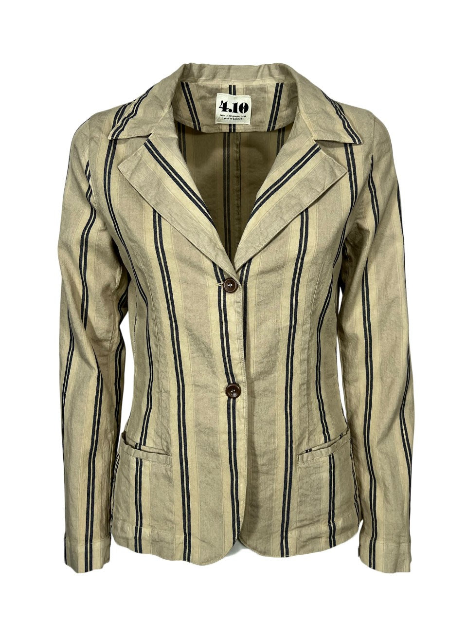 4.10 by BottegaChilometriZero giacca donna slim beige righe nero DD25265 MADE IN ITALY