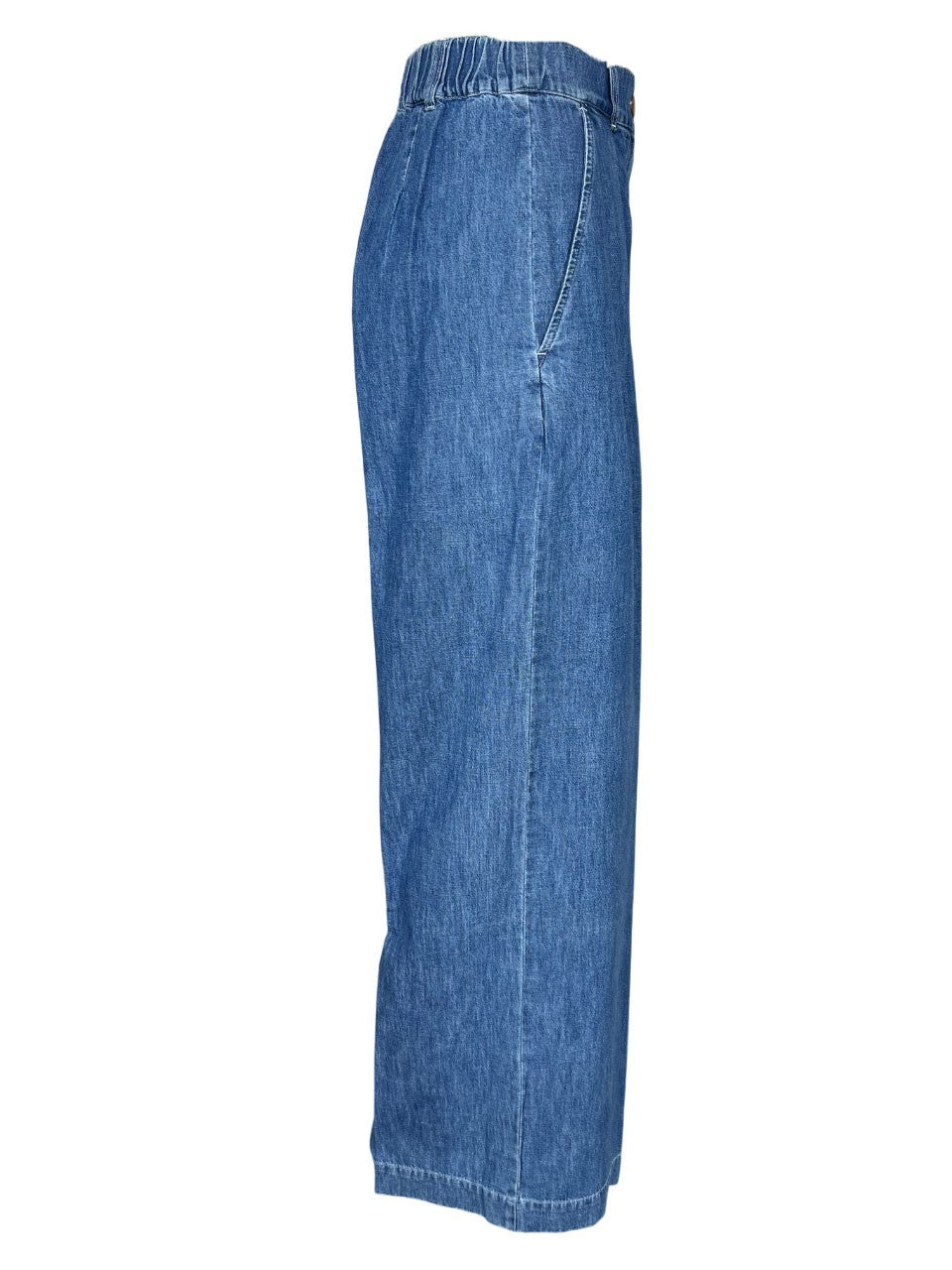 4.10 by BottegaChilometriZero pantalone donna palazzo chambray leggero denim chiaro DD24663 MADE IN ITALY