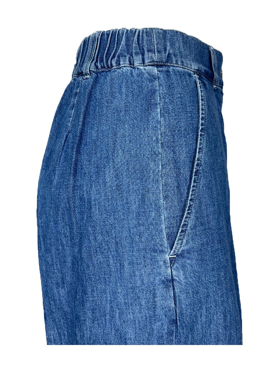 4.10 by BottegaChilometriZero pantalone donna palazzo chambray leggero denim chiaro DD24663 MADE IN ITALY