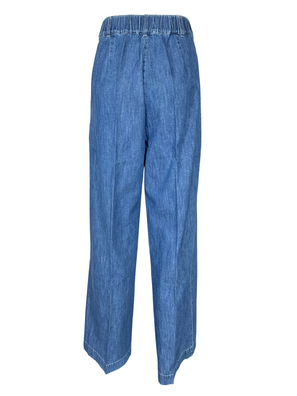 4.10 by BottegaChilometriZero pantalone donna palazzo chambray leggero denim chiaro DD24663 MADE IN ITALY