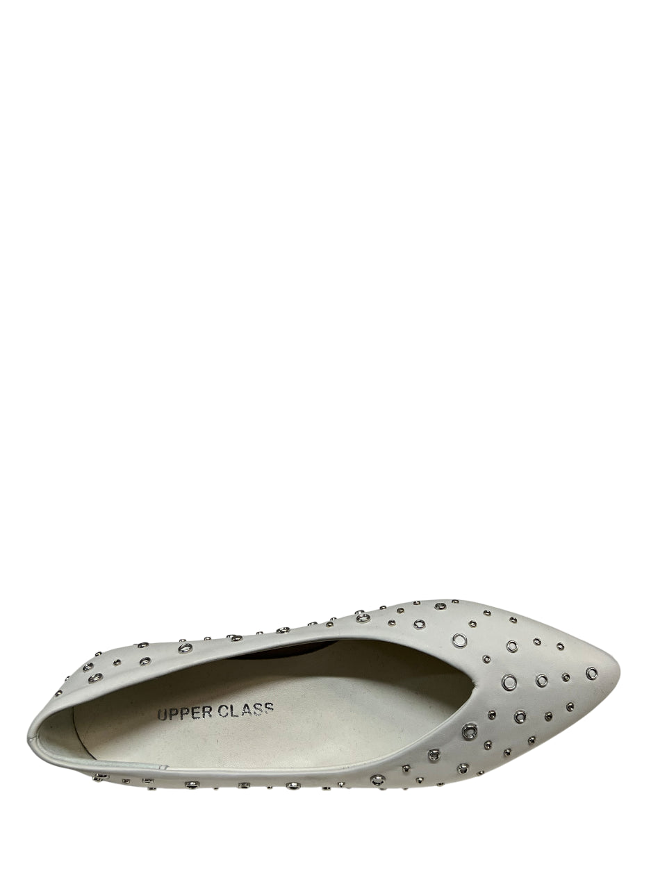UPPER CLASS ballerina pelle bianca con borchie argento a punta 4101 MADE IN ITALY