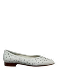 UPPER CLASS ballerina pelle bianca con borchie argento a punta 4101 MADE IN ITALY