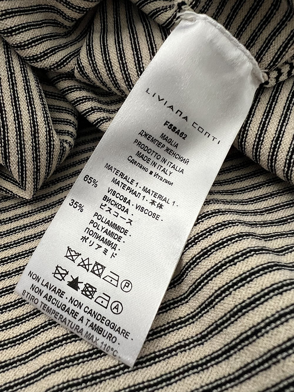 LIVIANA CONTI maglia donna over righe beige/nero F5SA62 MADE IN ITALY