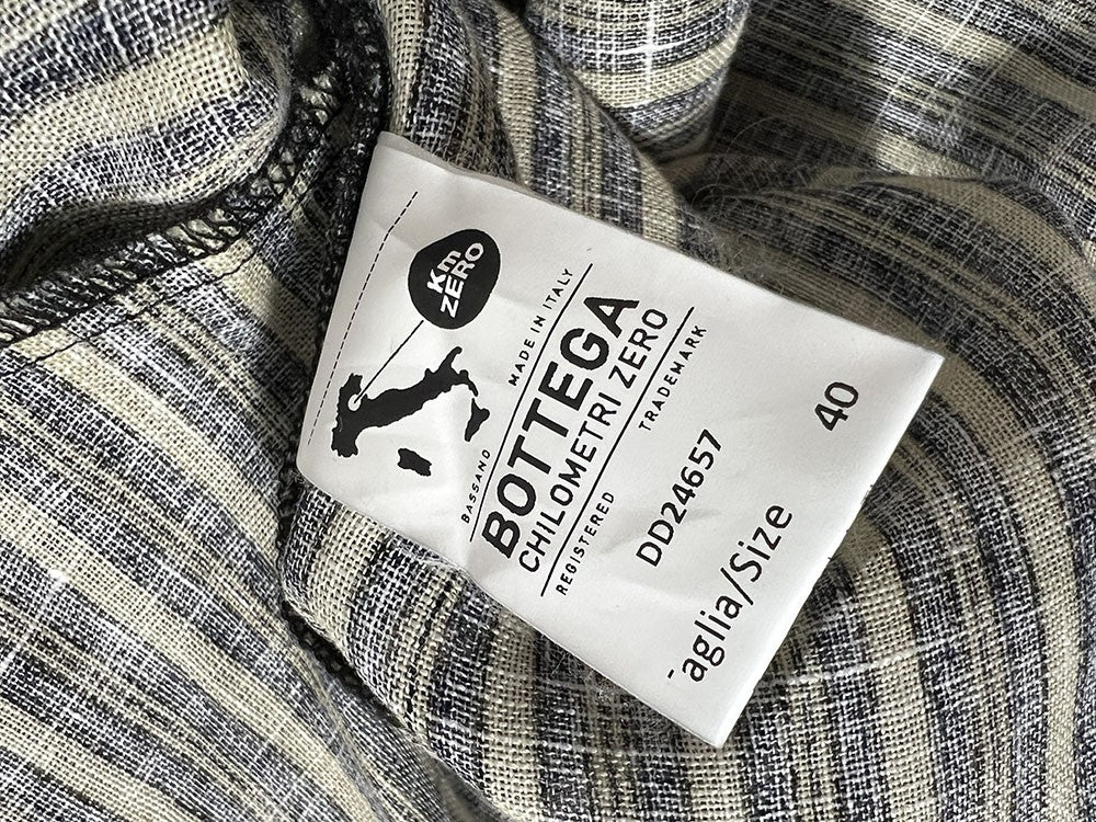 4.10 by BottegaChilometriZero pantalone donna maxi palazzo righe beige/nero/blu DD24657 MADE IN ITALY