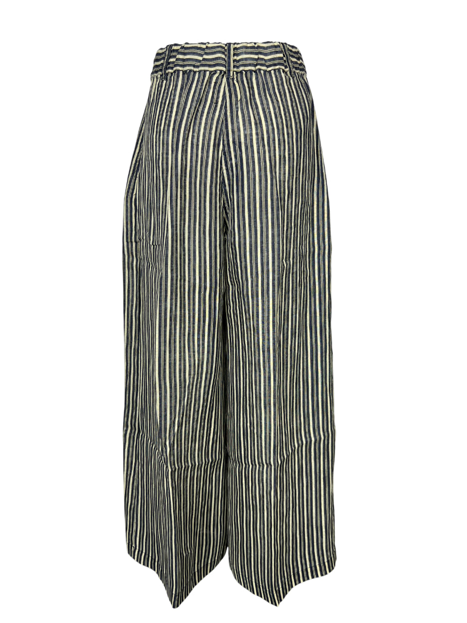 4.10 by BottegaChilometriZero pantalone donna maxi palazzo righe beige/nero/blu DD24657 MADE IN ITALY