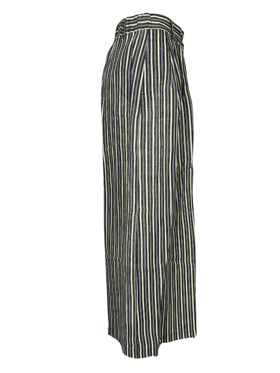 4.10 by BottegaChilometriZero pantalone donna maxi palazzo righe beige/nero/blu DD24657 MADE IN ITALY