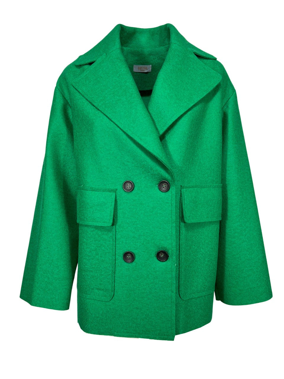 GUTTHA MILANO giaccone donna sfoderato doppiopetto verde smeraldo GUT24068 MADE IN ITALY