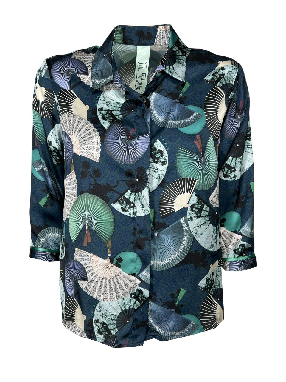 IL THE DELLE 5 camicia donna ottanio/acqua/bianco SPOON VENTAGLI MADE IN ITALY