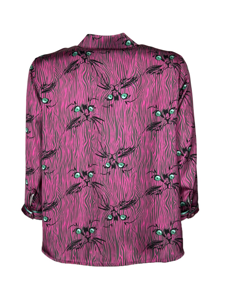 IL THE DELLE 5 camicia donna fuxia/grigio SPOON OCCHI DI GATTO MADE IN ITALY