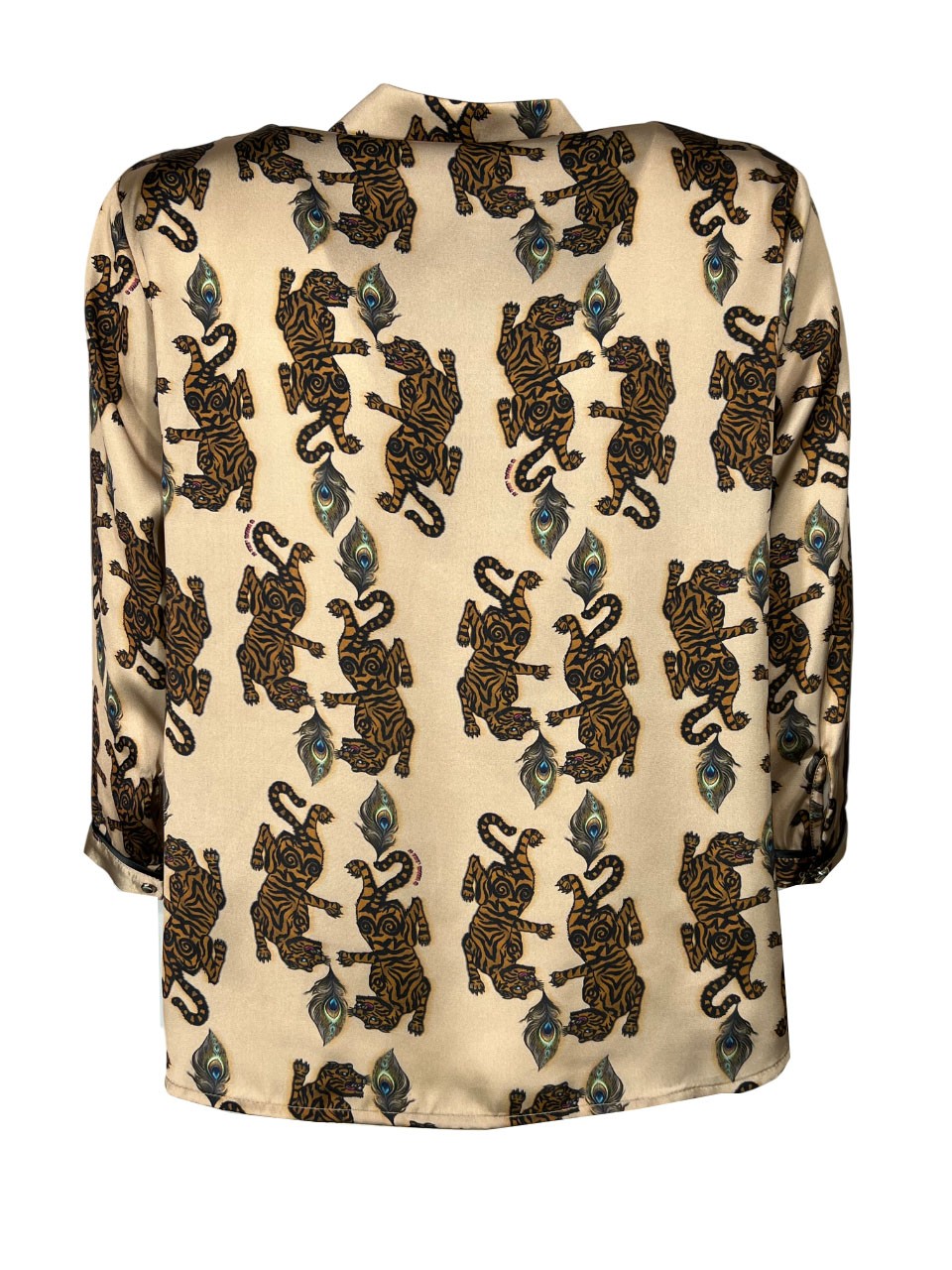 IL THE DELLE 5 camicia donna beige/marrone/nero SPOON TIGER MOU MADE IN ITALY