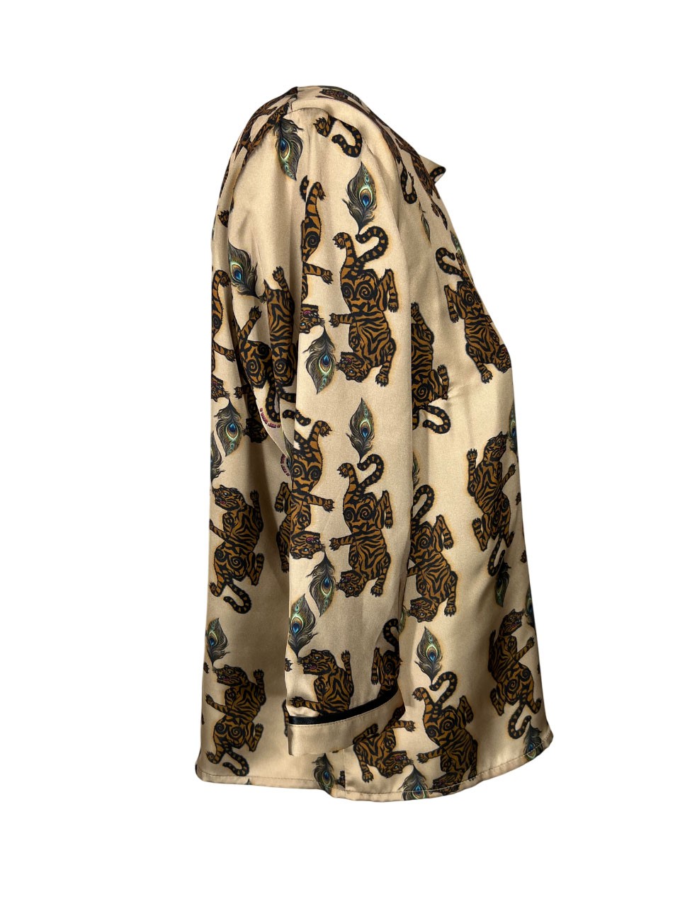 IL THE DELLE 5 camicia donna beige/marrone/nero SPOON TIGER MOU MADE IN ITALY