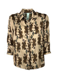 IL THE DELLE 5 camicia donna beige/marrone/nero SPOON TIGER MOU MADE IN ITALY