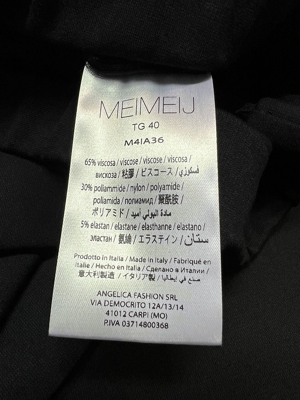 MEIMEIJ pantalone donna punto milano nero largo M4IA36 MADE IN ITALY