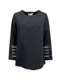 MEIMEIJ blusa donna punto milano nera M4IA21 MADE IN ITALY