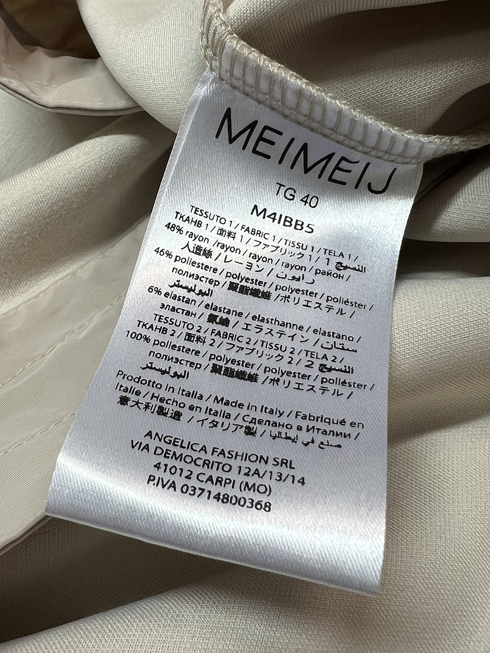 MEIMEIJ blusa donna tessuto scuba mastice M4IBB5 MADE IN ITALY