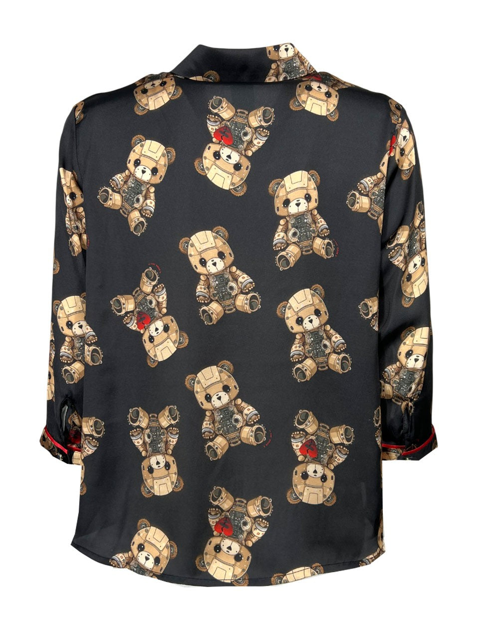 IL THE DELLE 5 camicia donna nero/beige SPOON CYBER BEAR MADE IN ITALY